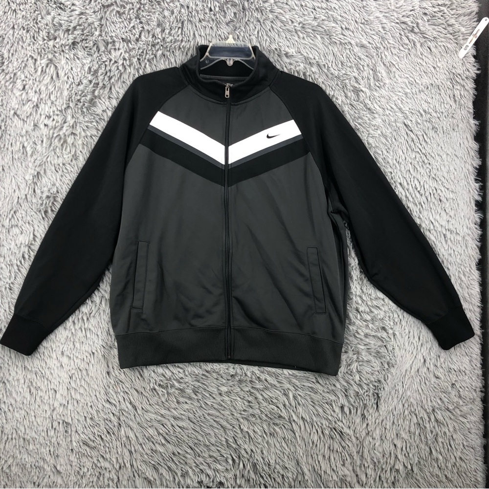 Nike Jacket Mens XXL Athletic Workout Track  Gray Black Full Zip
